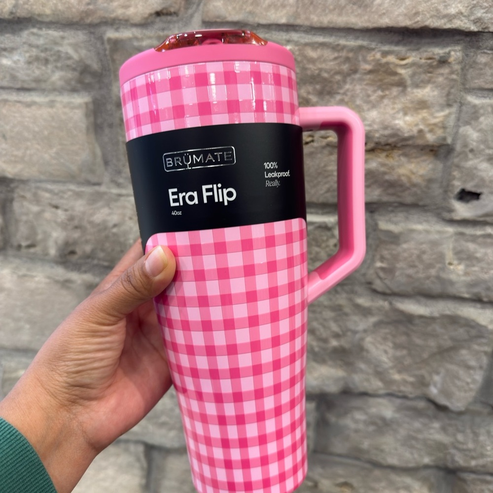 Brumate x Madi Nelson Pink Gingham 
Era Flip 40 oz